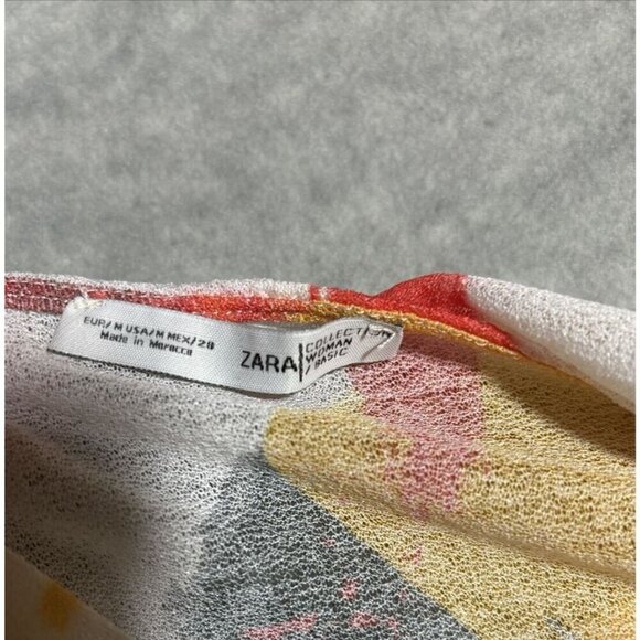 ZARA Women’s Dress Abstract Colorful Print V Neck Semi Sheer Size M - Picture 2 of 8